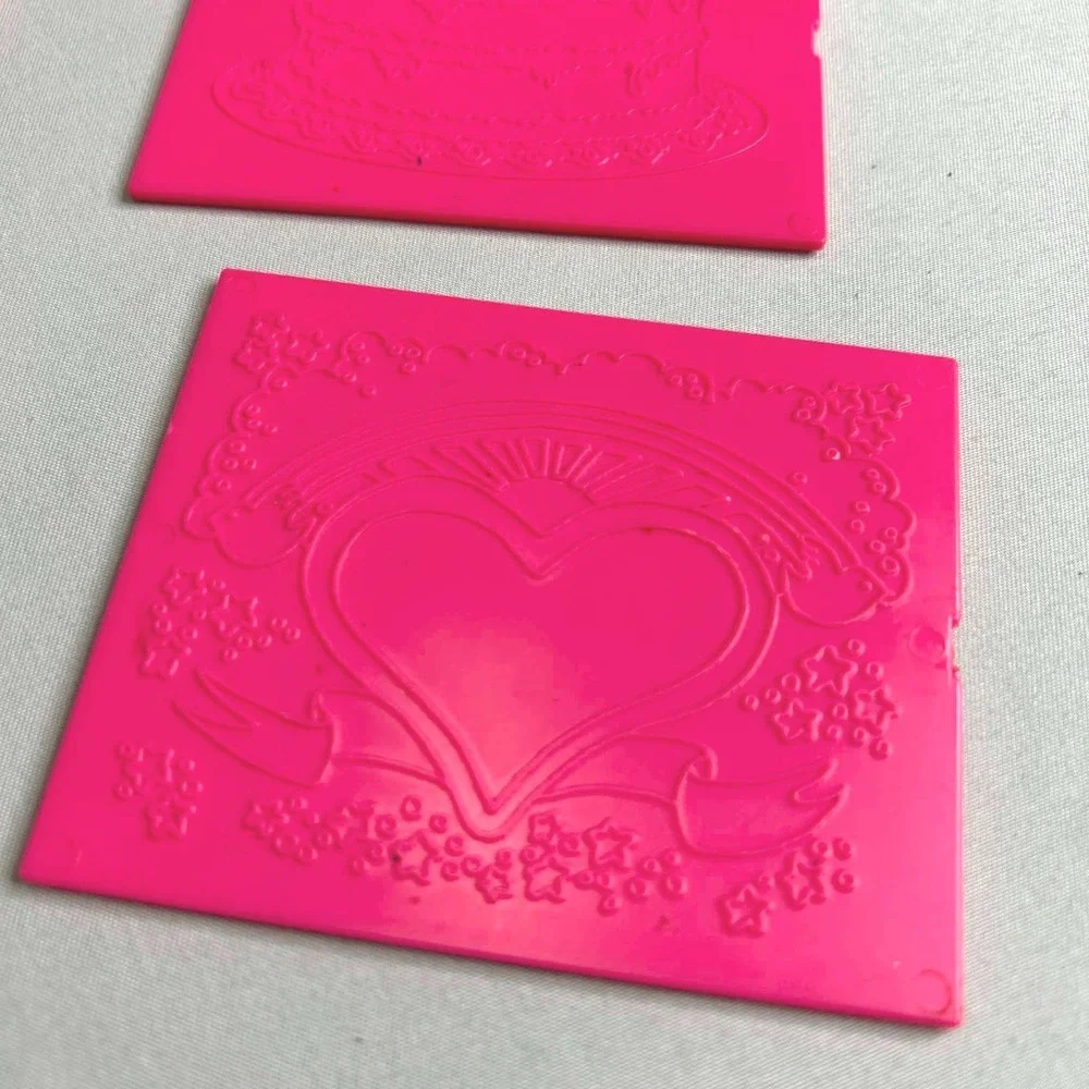Vintage Tomy Great Greetings Rubbing Plate Art Set Pink 9 Reversible Plates